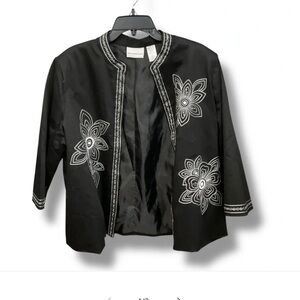 Alfred Dunner Black Embroidered Blazer